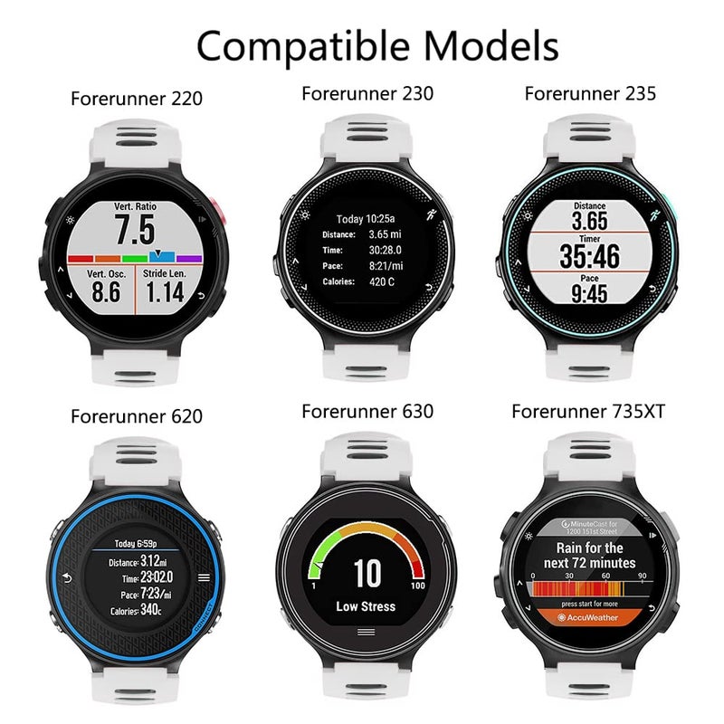 ISABAKE Watch Band for Garmin Forerunner 735XT/230/220/235/620/630,Compatible with Garmin Approach S20/S5/S6,Soft Silicone Replacement Wristbands with Metal Buckle,One Size (White) - Image 3